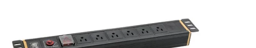 Grantec rack PDU, aluminium housing with orange end caps, NEMA outlets and switch