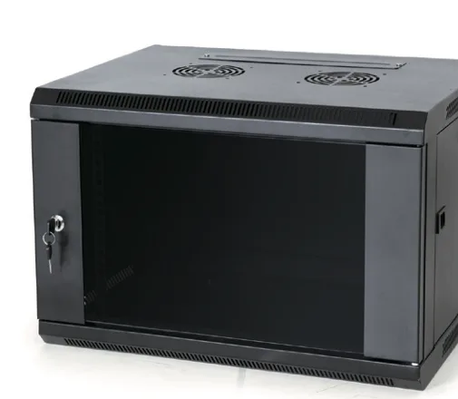 QA-H economy wall-mount rack, grey, tempered-glass front door
