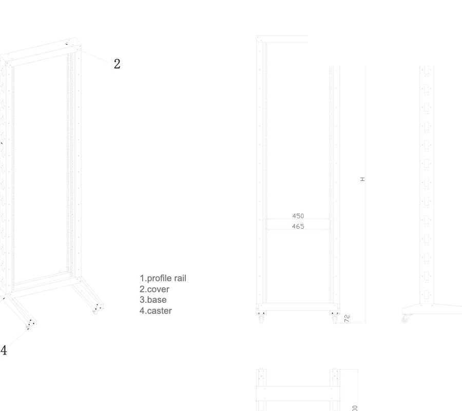 GR exploded construction and dimension drawing — parts and W/D/H