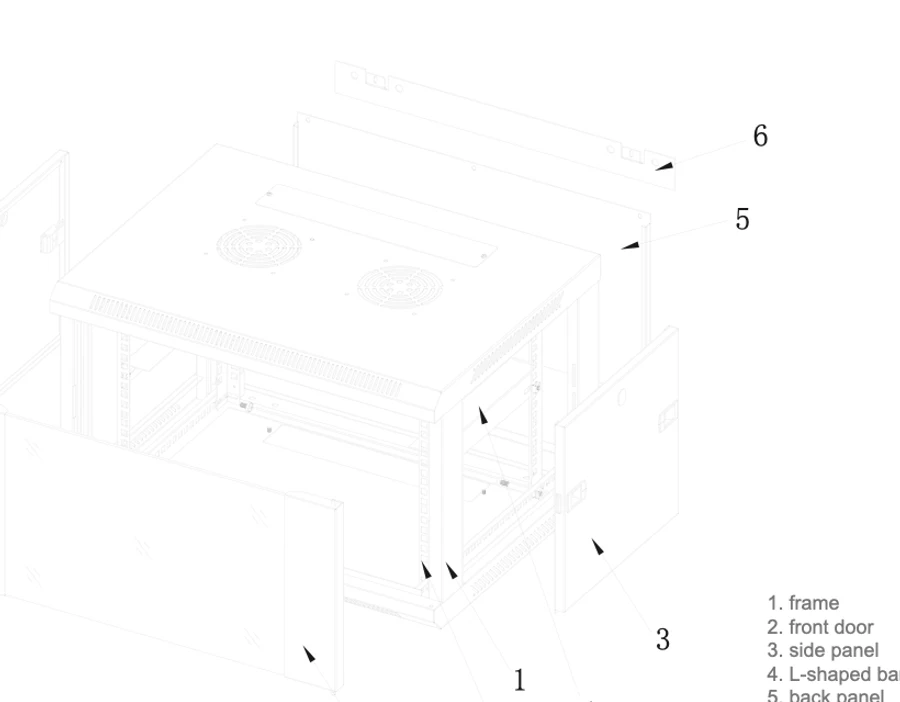 QA-H exploded construction and dimension drawing — parts and W/D/H